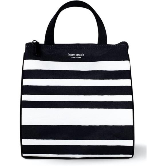 Kate Spade New York Black Portable Soft Cooler Lunch Bag, Thermal Tote with - Picture 7 of 7
